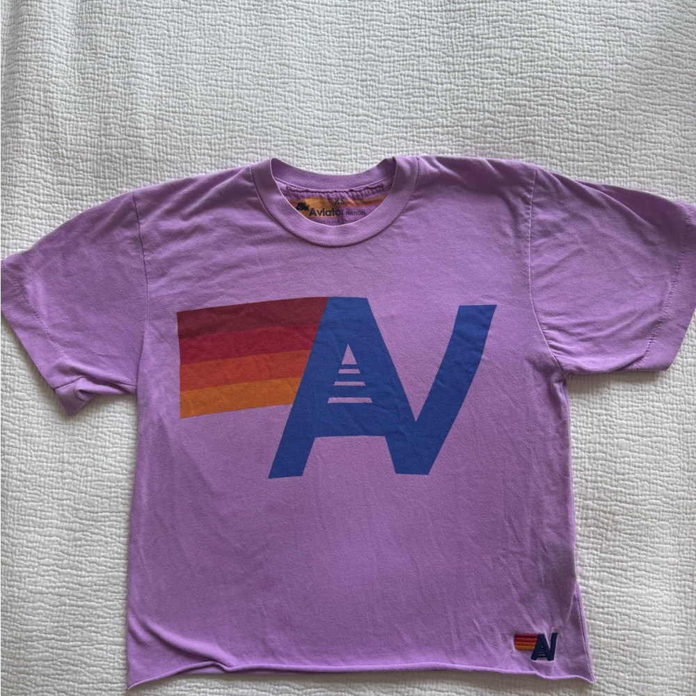 Aviator Nation Kids Logo T Shirt in Neon Purple